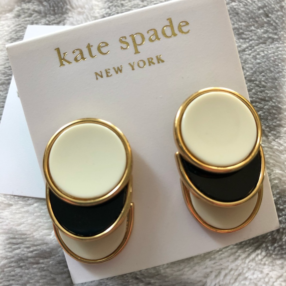 Kate Spade black & off-white & gold, EUC